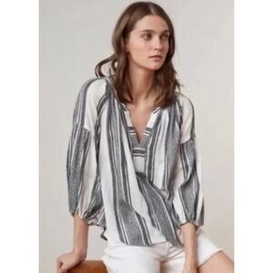 Velvet by Graham & Spencer White Black Peasant Top Size XS